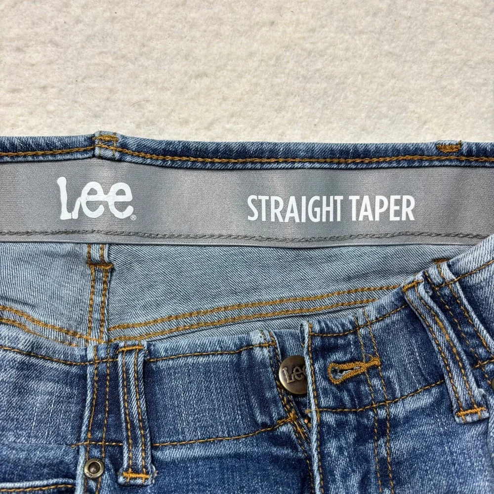 Lee Mens taper Leg Jeans Medium Wash Blue Denim 32x30 #1161
